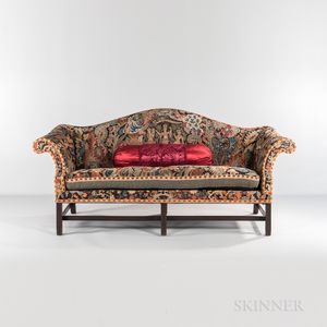 Camel-back Sofa with Needlepoint Upholstery