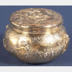 Continental Gold-washed .800 Silver Rococo Revival Dresser Jar