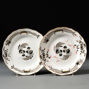 Two Meissen Black Dragon Pattern Porcelain Plates