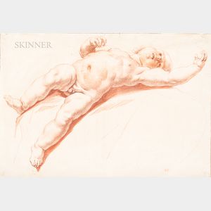 French School, 18th Century Study of a Putto