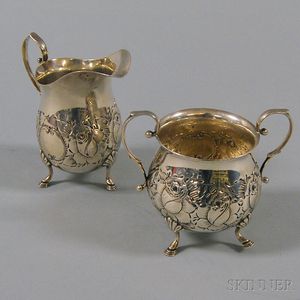 Baldwin & Miller Chased Sterling Silver Creamer and Sugar