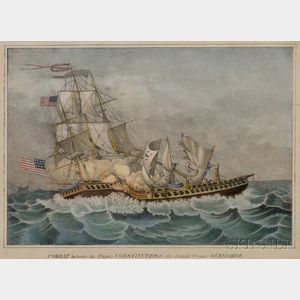 Probably D.W. Kellogg & Co., publisher ( (Hartford, Connecticut, 1830-1900) Combat Between the Frigate Constitution & the British Friga