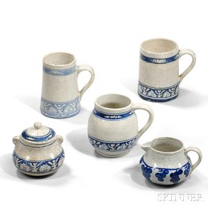 Five Dedham Pottery Tableware Items