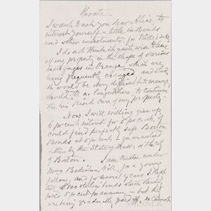Blackwell, Elizabeth (1821-1910) Autograph Letter Unsigned and Undated.