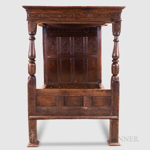 Carved Oak Tall Post Tester Bed