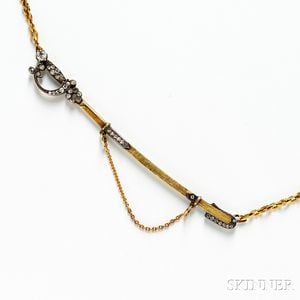 14kt Gold and Diamond Antique Sword Necklace