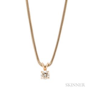 14kt Gold and Diamond Solitaire Pendant