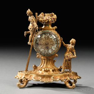 Vienna Gem-inlaid Gilded Silver Boudoir Clock