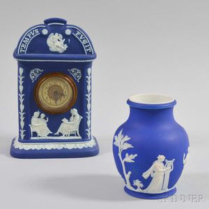 Wedgwood Blue Jasper Vase and Clock