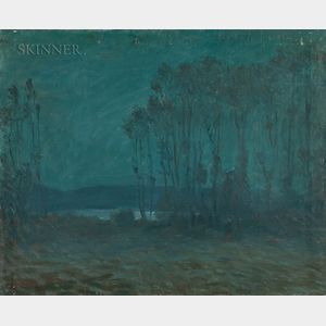 Arthur Clifton Goodwin (American, 1866-1929) Nocturne with Trees and Lake