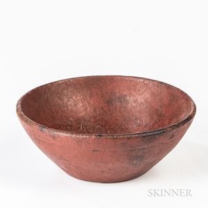 Small Red-painted Turned Burl Bowl