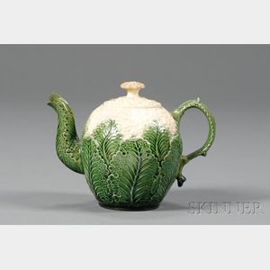 Staffordshire Lead Glazed Cauliflower Teapot and Cover