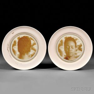 Carrie Mae Weems (American, b. 1953) Two China Plates with Photographic Portraits (Front and Back) of a Young Woman