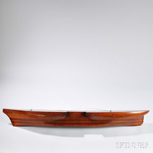 Large Carved and Laminated Half-hull Model of a Sidewheeler