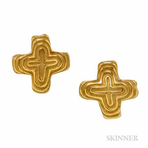 18kt Gold Earclips, Christopher Walling