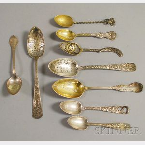 Nine Sterling Silver Texas Souvenir Spoons