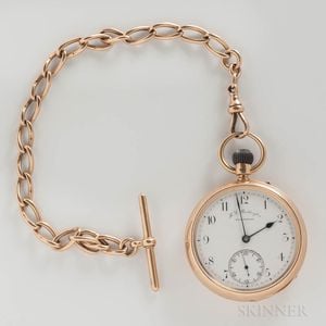 18kt Gold H.L. Boddington Open-face Watch with Chain
