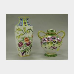 Two Nippon Handpainted Floral Decorated Porcelain Vases.