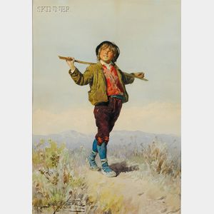 Domenico de Angelis (Italian, 1852-1904) Boy in the Countryside