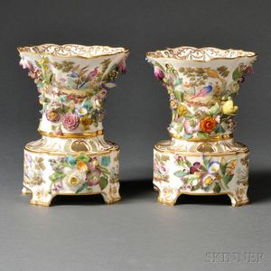 Pair of Coalport Porcelain Vases and Stands