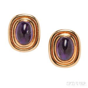 18kt Gold and Amethyst Earclips
