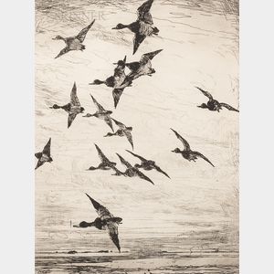 Frank Weston Benson (American, 1862-1951) High-Flying Ducks