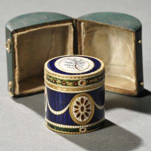 Continental Enameled 18kt Gold Box