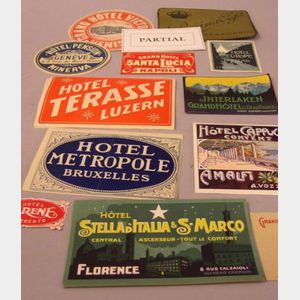 Collection of Early 20th Century European Hotel and Travel Paper Labels.