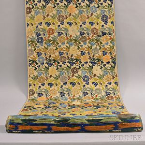 Asian Silk Floral-embroidered Textile