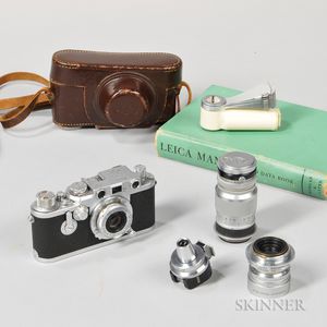Leica IIIf with Red Dial, Self-timer, and Three Lenses