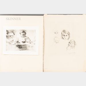 Lovis Corinth (German, 1858-1925) Two Prints: Kinderköpfe (Heads of Children)