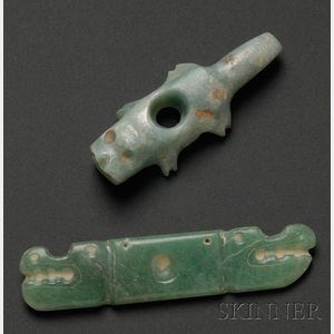 Two Pre-Columbian Carved Jade Items