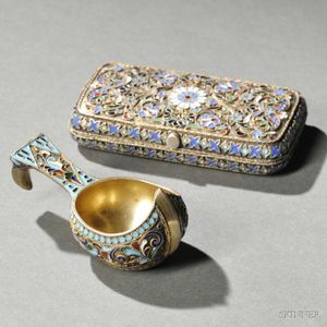 Two Russian Silver-gilt and Cloisonné-enameled Objects