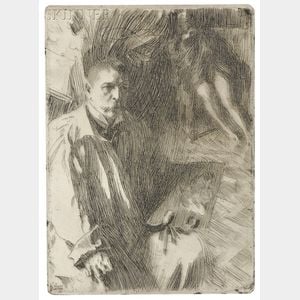 Anders Zorn (Swedish, 1860-1920) Self Portrait with Model II