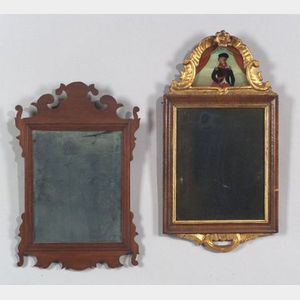 Rococo Gilt Gesso and Walnut Veneer Mirror