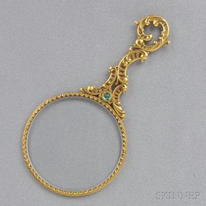 Art Nouveau 14kt Gold and Emerald Eyeglass