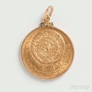 Mexican Twenty Pesos Gold Coin Mounted as a Pendant