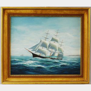 Robert Lee Perry (Massachusetts/Maine, 1909-1991) Portrait of the Clipper Ship Lightning.