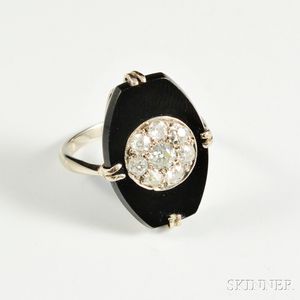 Art Deco Platinum, Onyx, and Diamond Ring