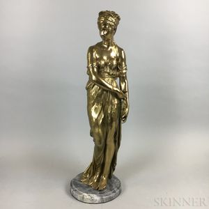 Large Gilt-bronze Maiden with Amphora After Claire Jean Roberte Colinet