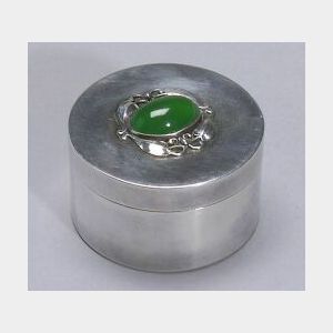 Rare Potter Studio Sterling Silver Stamp Box with Green Chrysoprase