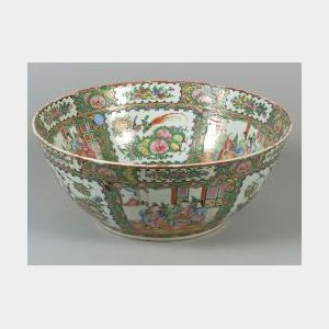 Large Rose Medallion Porcelain Punch Bowl