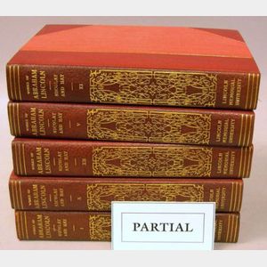 Set of Twelve Gilt Red Leather-Bound The Complete Works of Abraham Lincoln
