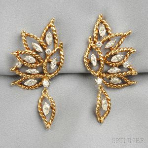 14kt Gold and Diamond Earclips