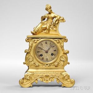 Diminutive Gilt-brass Figural Mantel Clock