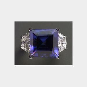 Platinum, Tanzanite and Diamond Ring