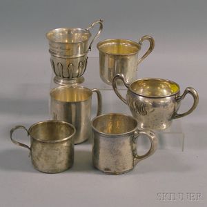 Five Assorted Sterling Silver Cups and an Open Sugar
