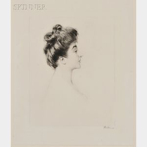 Paul César Helleu (French, 1859-1927) Profile (Possibly Mademoiselle Lemaire).