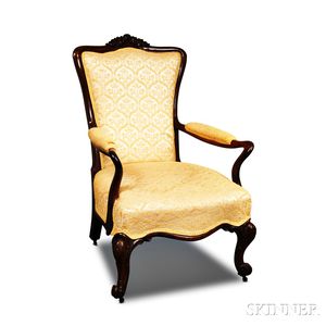 Rococo Revival Carved Rosewood Armchair