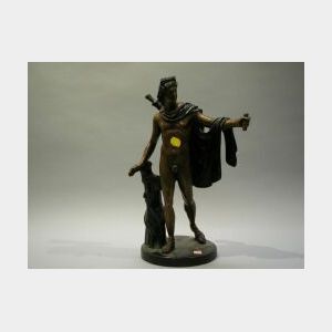 Patinated Bronze Figure of Apollo Belvadier.
